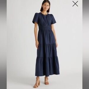 Quince 100% Organic Cotton Poplin Tiered Maxi Dress